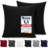 Komfortec Set van 2 Premium Kussenslopen 50x50 cm - Superzachte Kussenhoes - 100% Microvezel - 120g/m² - Zwart