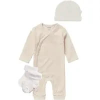 Noppies SET(3delig) Boxpak Nevis, Mutsje Nevel Oatmeal, met sokjes - Maat 44