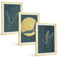 Coloray 3-Delige Schilderij Set - Sterrenbeeld Steenbok Sterren Boven De Bergen - 40 x 40 cm En 40 x 60 cm - Decoratieve Schilderijen - Wanddecoratie - Hal
