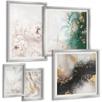 Coloray 5-Delige Schilderij Set - Abstracte Patronen In Zwart-Wit Tinten - 20 x 30 cm - Decoratieve Schilderijen - Wanddecoratie - Hal - Woonkamer Decoratie