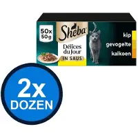 Sheba 2x - Délices Du Jour Pouch Saus Gevogelte Sel Multipack (50x50g) - Kattenvoer Natvoer - 2.5 kg