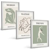 Coloray 3-Delige Schilderij Set - Stijlvolle Personages In Minimalistische Vormen En Kleuren. - 40 x 60 cm - Decoratieve Muurdecoratie - Slaapkamer - Moderne Wanddecoratie