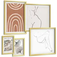 Coloray 5-Delige Schilderij Set - Stijlvolle Abstracte Composities Met Figuratieve Motieven - 50 x 50 cm, 20 x 30 cm En 40 x 60 cm - Stijlvolle Muurdecoratie - Kantoor - Decoratieve Schilderijen
