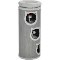 PawHut Krabpalen toren, 96 cm hoog, kattenhuis met 3 verborgen ruimtes en hangspeelgoed, grijs