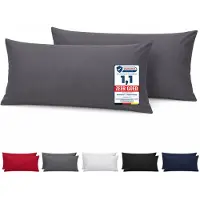 Komfortec Set van 2 Premium Kussenslopen 40x80 cm - Superzachte Kussenhoes – 100% - Geborsteld Polyester - 90g/m²- Antraciet