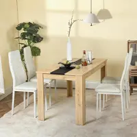 Sonstiges Eettafelset: 1 tafel, 4 stoelen, rechthoekig, MDF, kunstleer, bruin en wit, 110x70 cm