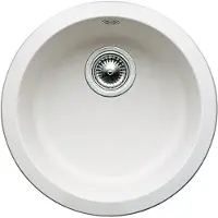 BLANCO BLANCORONDO, Wastafel voor opbouw, Rond, RVS, Wit, 1 kom, Wit
