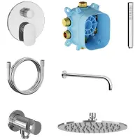 Ravak Spring - Inbouwdouchekraan SG 090.00CR, inclusief inbouwdeel en toebehoren, chroom X07S145