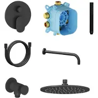 Ravak Spring - Inbouw-douchekraan SG 090.20BLM, inclusief inbouwdeel en toebehoren, matzwart X07S146