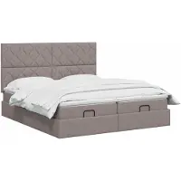 vidaXL Ottoman bed met matras met hoofdeinde 2 st Taupe Stof