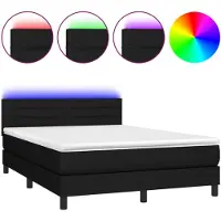 vidaXL Boxspring met matras en LED stof zwart 140x200 cm