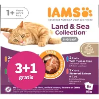 IAMS 3+1 gratis: Delights Adult Land & Sea Gravy Multipack 8 x 85 gr
