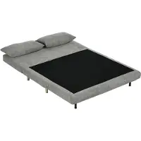 HOMCOM slaapbank, opklapbed met slaapfunctie, rugkussens, fluweellook, grijs