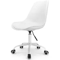 Markenlos Bureau stoel, wit, Scandinavisch design, met wielen - in hoogte verstelbaar - metalen voet (wit gelakt)