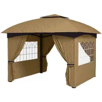 Outsunny paviljoen, 3,4x3,4 meter, waterafstotend, tuinpaviljoen met 4 zijpanelen
