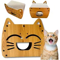 Merkloos Kattenhuis en krabpaal, klein formaat - Ecologisch kartonmeubel