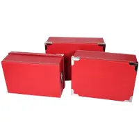 Merkloos Set van 3 opbergdozen van karton, kleur rood