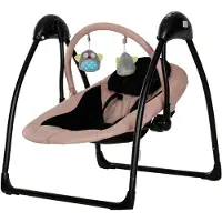 Qute Schommelstoel Q-Swing Softpink Uil / Zwart Frame