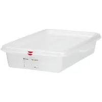 Hendi GN-container 2/3 polypropyleen - luchtdicht en lekvrij, met deksel, stapelbaar - 354x325x100 mm - transparant - 9 liter - voor voedselopslag