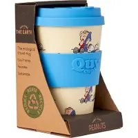 Quy Cup 400ml Ecologische Reis Beker - Peanuts Snoopy "Dekentje" - BPA Vrij - Gemaakt van Gerecyclede Pet Flessen met Licht blauw Siliconen deksel-drinkbeker-reisbeker