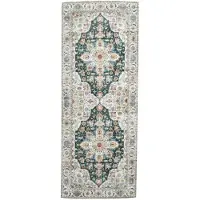 FRAAI Wasbare loper - Domingo Mandala Donkergroen - 80x300cm
