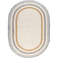 Little Olly Ovaal wasbaar kindervloerkleed - Milo Grijs - 140x210cm