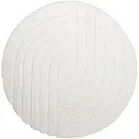 FRAAI Rond hoogpolig vloerkleed - Carvy Curves Crème - Ø 80cm