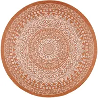 FRAAI Rond buitenkleed - Summer Azteca Terracotta - Ø 100cm