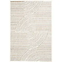 FRAAI Modern binnen- en buitenkleed - Nori Curves Wit/Taupe - 200x290cm