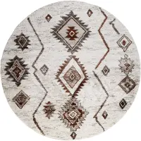 FRAAI Rond hoogpolig vloerkleed - Blend Aztec Terracotta | Uniek - Ø 100cm