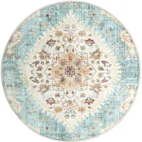 FRAAI Rond vintage buitenkleed - Santo Mandala Lichtblauw - Ø 160cm