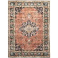 FRAAI Binnen- en buitenkleed - Kairo Medaillon Terracotta/Donkerblauw - 120x170cm