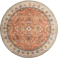 FRAAI Rond vintage buitenkleed - Santo Flora Terracotta - Ø 120cm