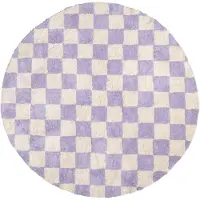 FRAAI Rond retro vloerkleed - Gambit Lila/Wit - Ø 80cm