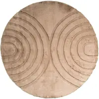 FRAAI Rond hoogpolig vloerkleed - Carvy Arches Taupe - Ø 80cm