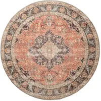 FRAAI Rond binnen- en buitenkleed - Kairo Medaillon Terracotta/Donkerblauw - Ø 200cm