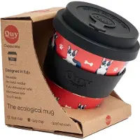 Quy Cup 230ml Ecologische Reis Beker - “API" - BPA Vrij - Gemaakt van Gerecyclede Pet Flessen met zwart Siliconen deksel