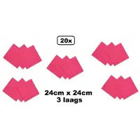 Wefiesta 20 stuks Servetten pink 24cm x 24cm - 3 laags - Party Cocktail servet diner eten knoeien restaurant BBQ thema feest verjaardag feest