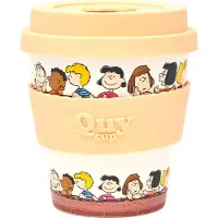 Quy Cup 230ml Ecologische Reis Beker - SNOOPY - de Muur (wit) - BPA Vrij - Gemaakt van Gerecyclede Pet Flessen met perzik kleur deksel gemaakt van siliconen-drinkbeker-reisbeker-travelmug