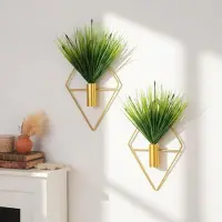 Merkloos Set van 2 geometrische wandhouders voor planten, inclusief kunstplanten