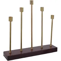 Padiro kandelaar - 9 x 40 x 40 cm - Bordeauxrood / Goudkleurig - IJzer