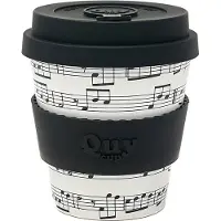 Quy Cup 230ml Ecologische Reis Beker - “Opera” - BPA Vrij - Gemaakt van Gerecyclede Pet Flessen met Zwarte Siliconen deksel