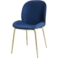 Padiro eetkamerstoel - 2-delige set - 48 x 87 x 59 cm - Blauw - Retro - Polyester, Stof, IJzer - zonder armleuningen - met rugleuning