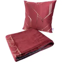 Padiro kussen- en plaidset - 2-delige set - 45 x 45 cm - Rood / Goudkleurig - Geometrisch patroon - Polyester