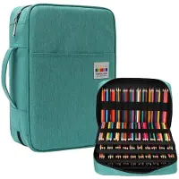 Merkloos Pennenetui met grote capaciteit - Waterdichte pennenhouder - Opbergruimte voor schrijfgerei - Voor 304 kleurpotloden - Duurzaam Oxford-polyester - Met rits en open vak - Etui