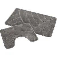 Hamat Badmat Set Nevada – Douchemat 60x100 cm & WC Mat 50x60 cm – Zachte Chenille Badkamermat – Antislip – Wasbaar – Oeko-Tex– Grijs