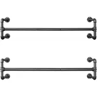 Songmics Kledingroede voor aan de muur in industrieel design, Zwart / 2