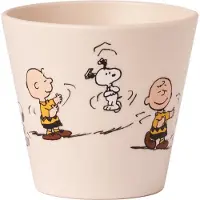 Quy Cup - 90ml Ecologische Reis Beker - Espressobeker "Peanuts Snoopy 8 Dancing” met licht blauw Siliconen deksel