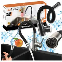 Ruhhy Flexibele keukenkraan met 360° draaibaarheid, een buigbare uitloop en een perlator