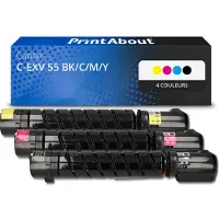 PrintAbout Toner C-EXV 55 BK/C/M/Y 4-kleuren Multipack geschikt voor Canon